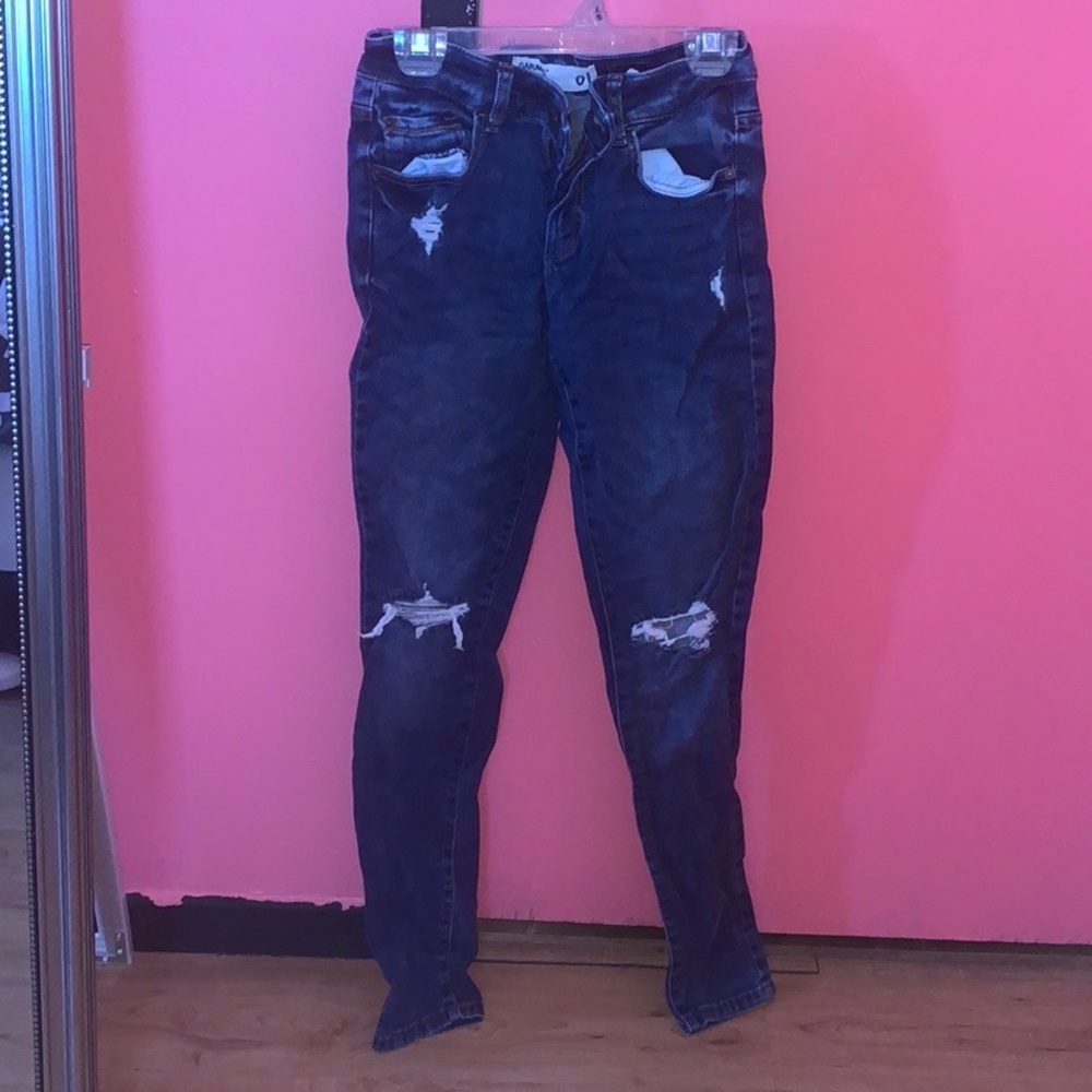 Garage ripped blue skinny jeans